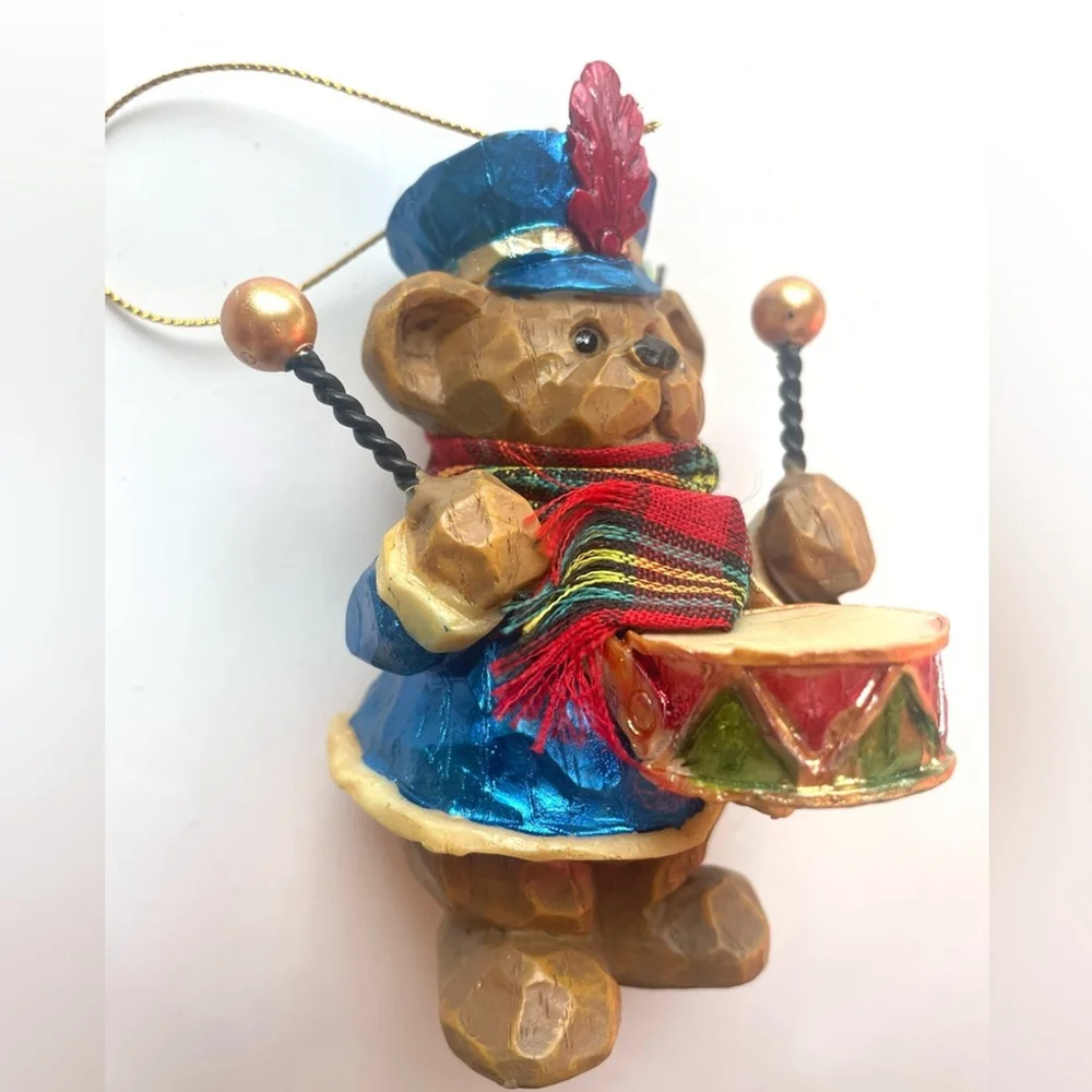 Festive Bear Ornament with Drum holliday christmas tree decoration